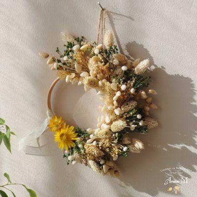 Couronne de fleurs séchées Broom vert