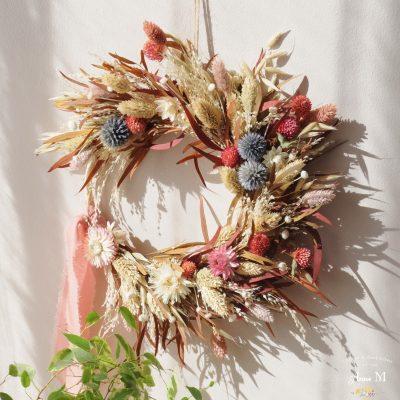 Couronne de fleurs séchées Gomphrena
