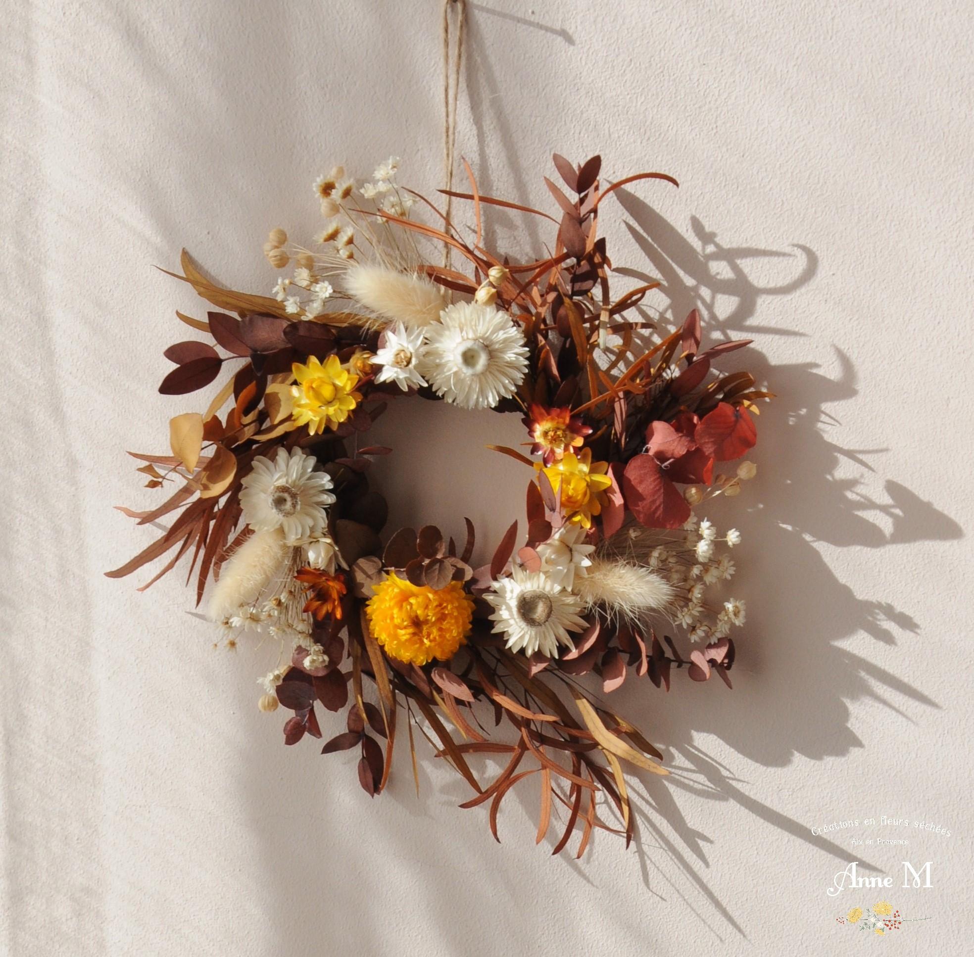décoration en fleurs séchées couronne Marcela