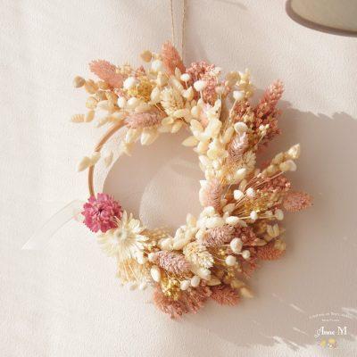 Couronne de fleurs séchées Broom rose