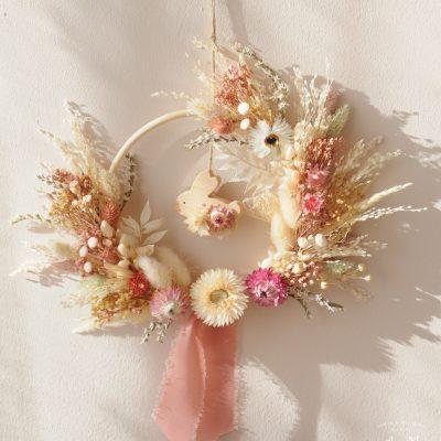 Couronne de fleurs séchées Pays imaginaire