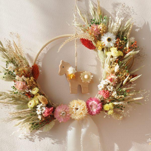 décoration en fleurs séchées couronne décoration chambre enfant Prairie d été