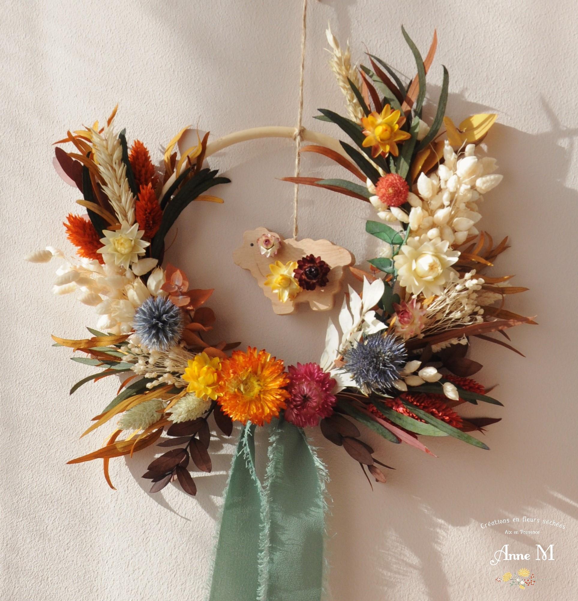 décoration en fleurs séchées couronne décoration chambre enfant Forêt enchantée