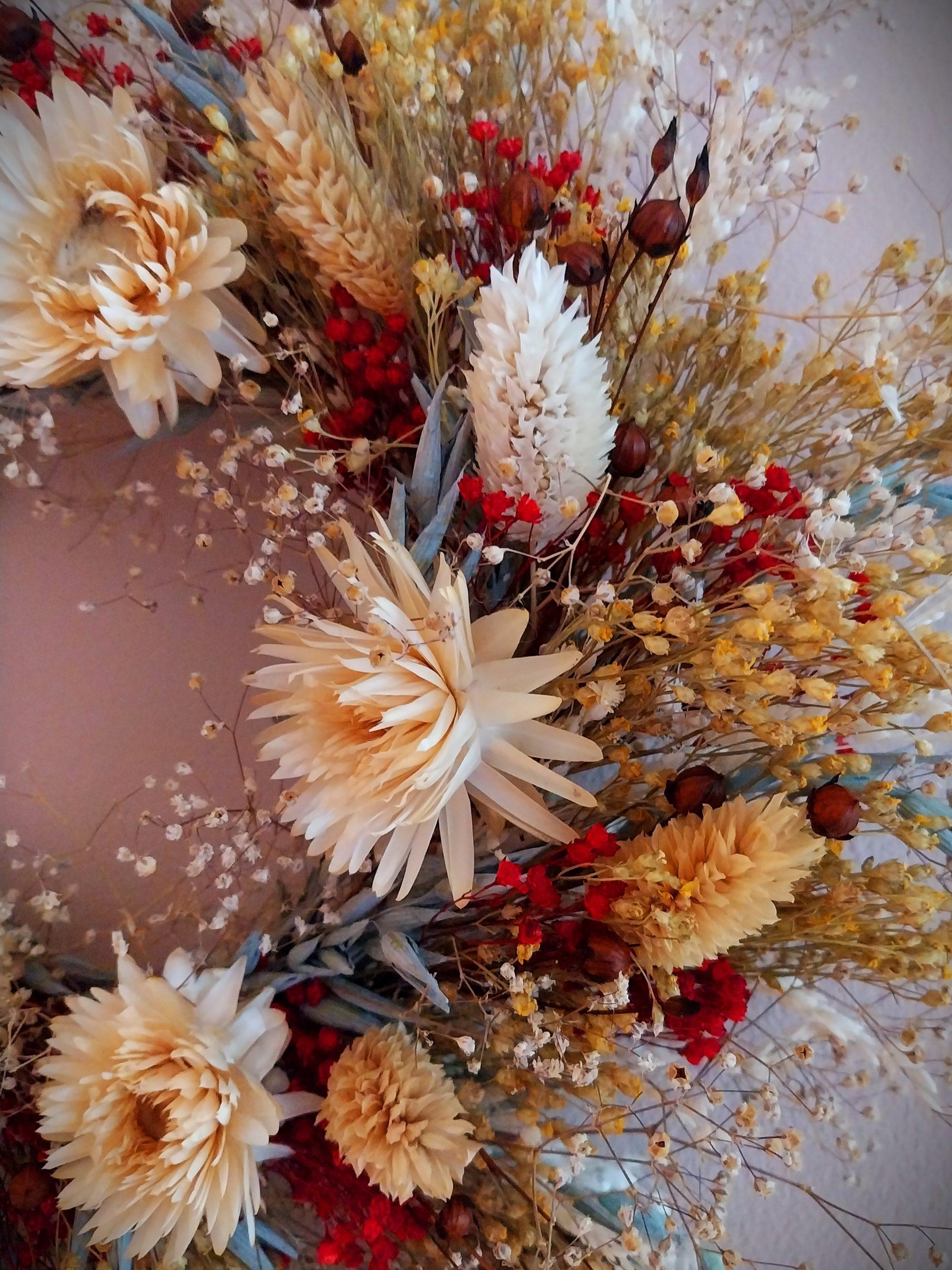 couronne de fleurs séchées bohème