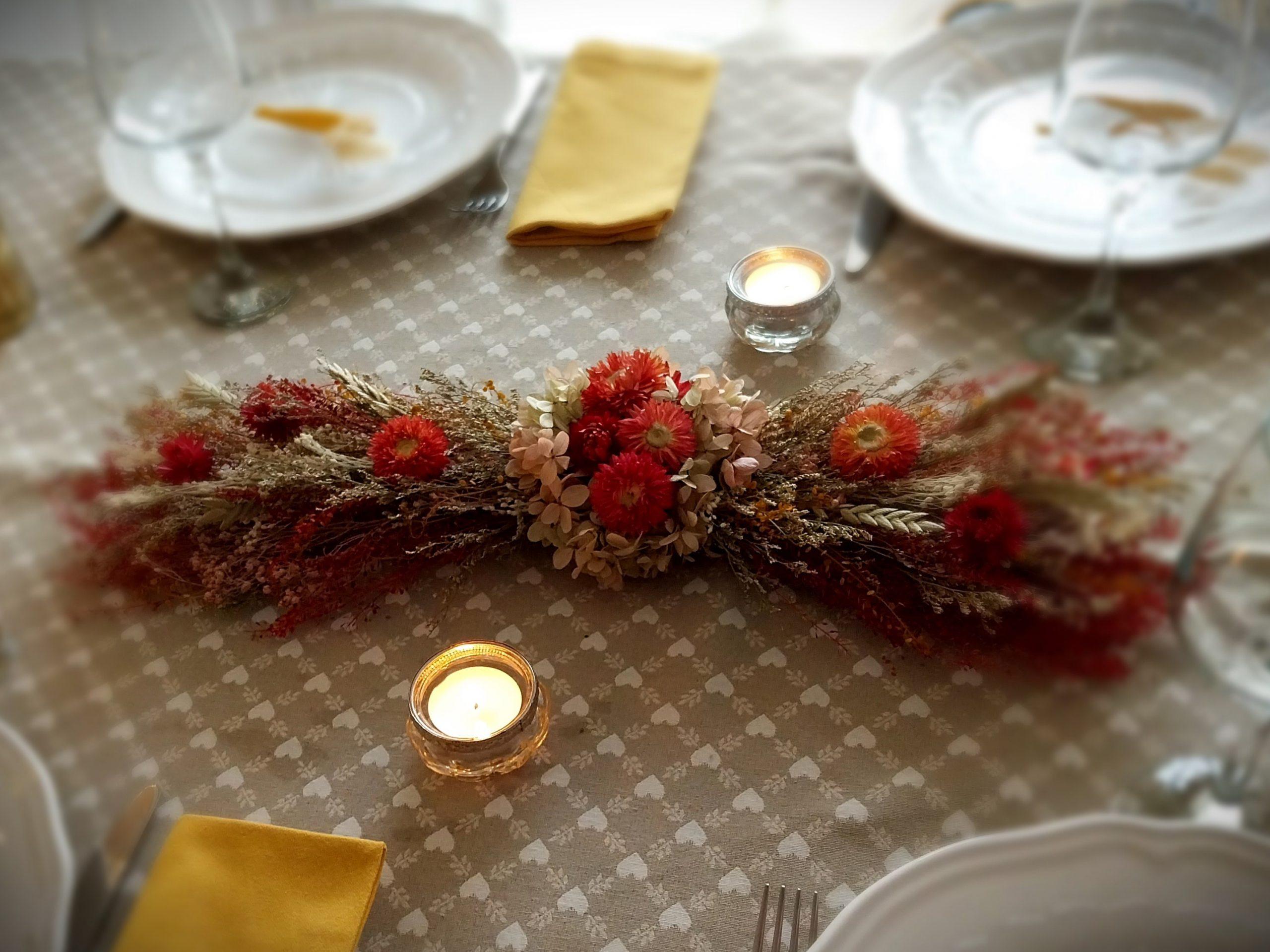 chemin de table en fleurs séchées Spiga