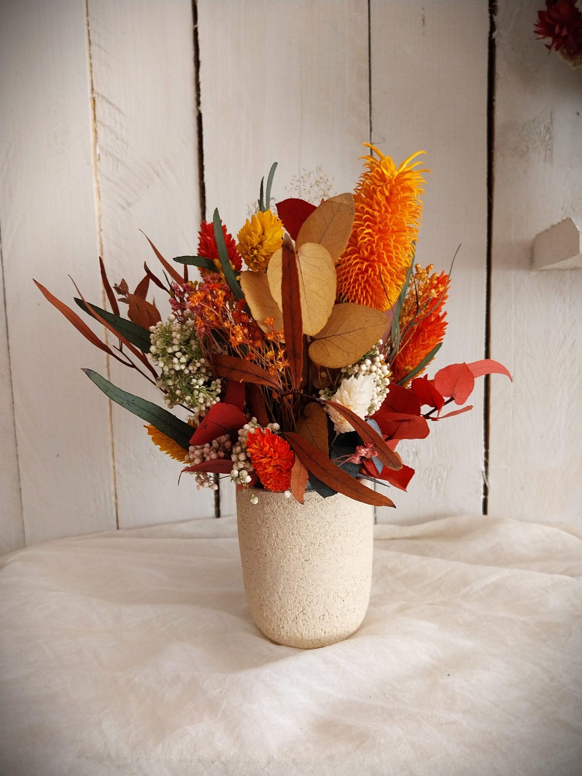 Petit pot fleuri Euca en fleurs séchées